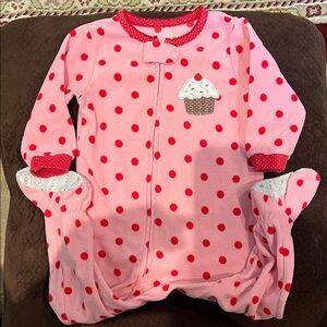 Carter's Pink Polka Dot Footed Pajama with Red Dots